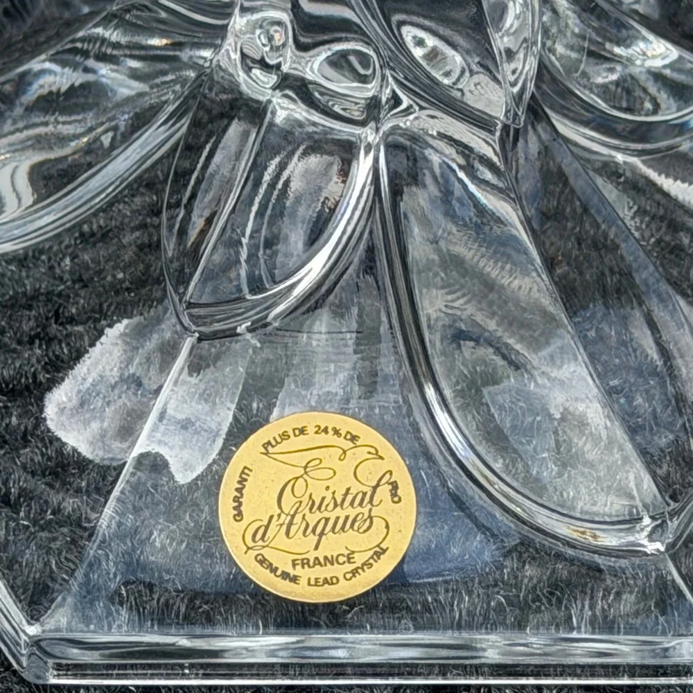 Cristal d'Arques France 24% Lead Crystal 3 Arm Candelabra Candle Holder 10.5